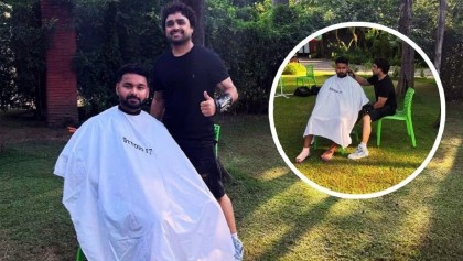 গাছতলায় চুল কাটলেন রিশাভ পান্ট